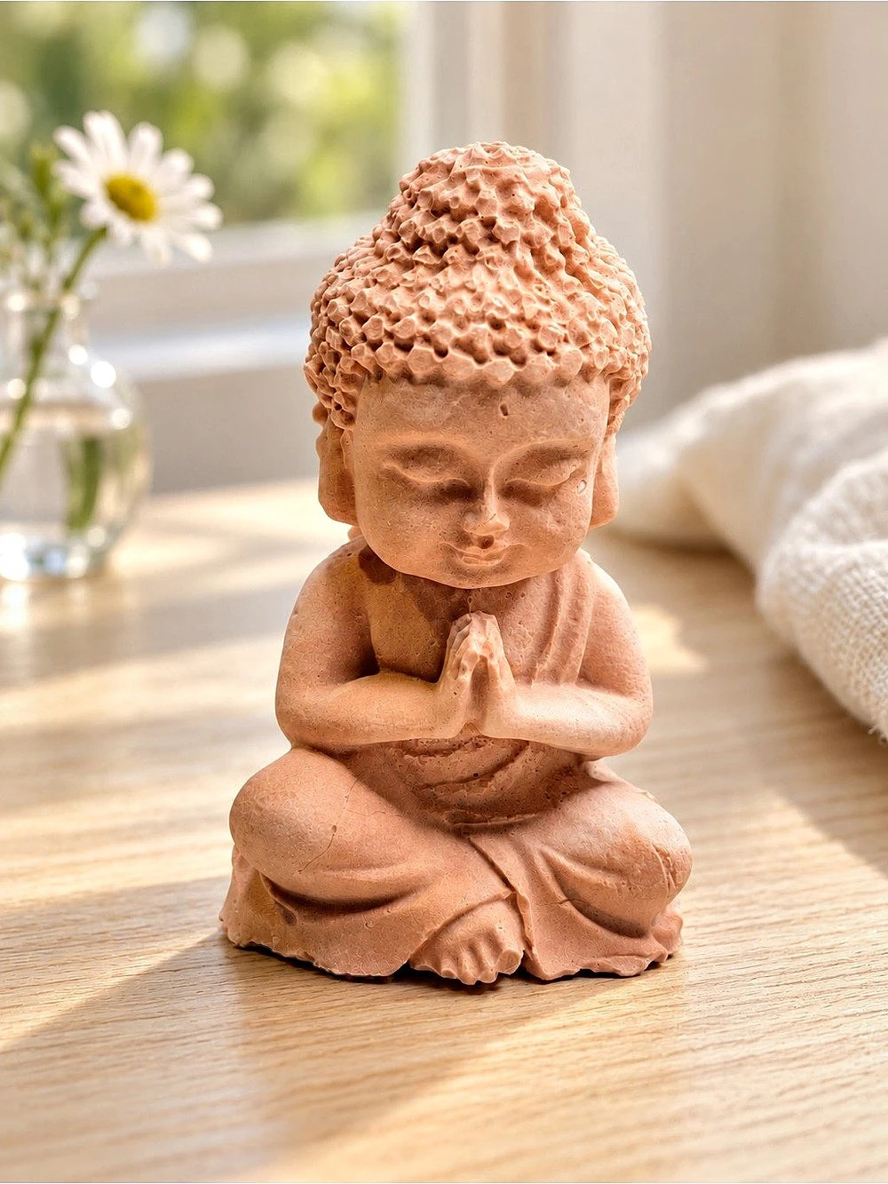 Mini Meditating Buddha Decor in Brown 3 inches